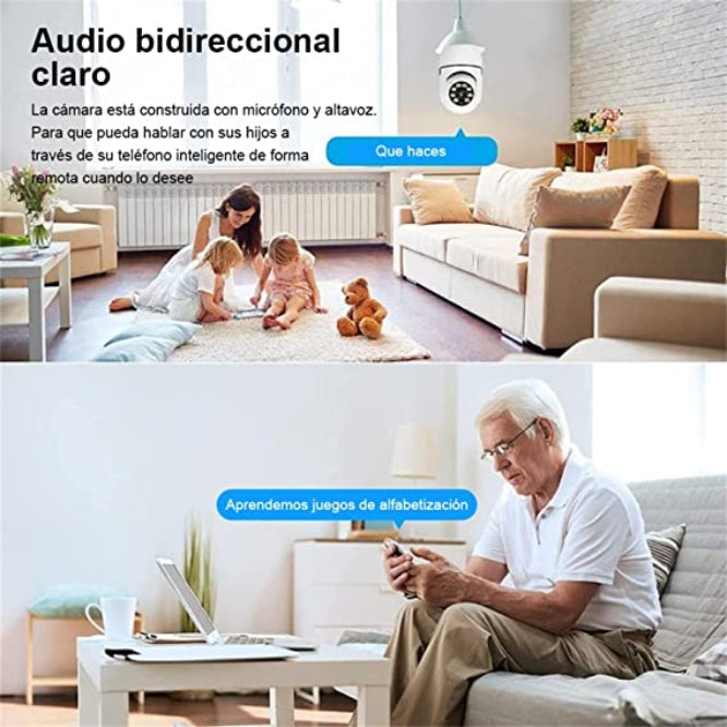 Cámara Foco 360 Grados WiFi IP Seguridad HD - MushaShop