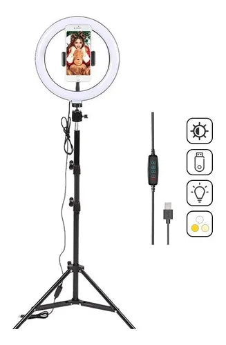 Aro de Luz LED de 12 Pulgadas con Trípode de 2.10 m - Ilumina Tu Mundo con Estilo - MushaShop