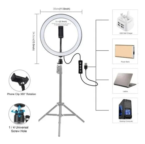 Aro LED 10 Pulgadas con Trípode de 2 Metros - Ilumina tu Creatividad - MushaShop