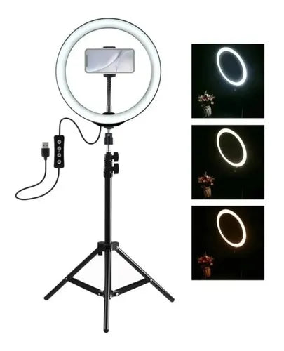 Aro LED 10 Pulgadas con Trípode de 2 Metros - Ilumina tu Creatividad - MushaShop