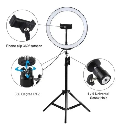 Aro LED 10 Pulgadas con Trípode de 2 Metros - Ilumina tu Creatividad - MushaShop