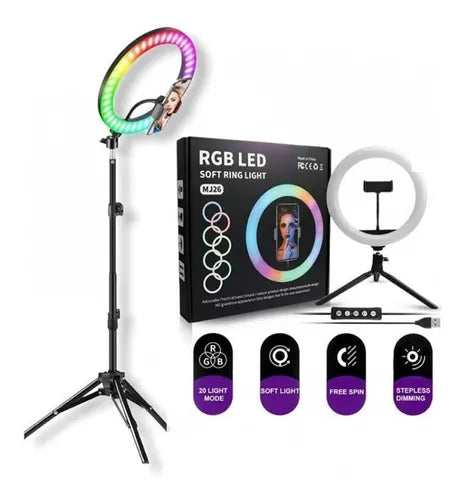 Aro de Luz 12 Pulgadas RGB con Trípode de 2 Metros - Ilumina Tu Creatividad - MushaShop