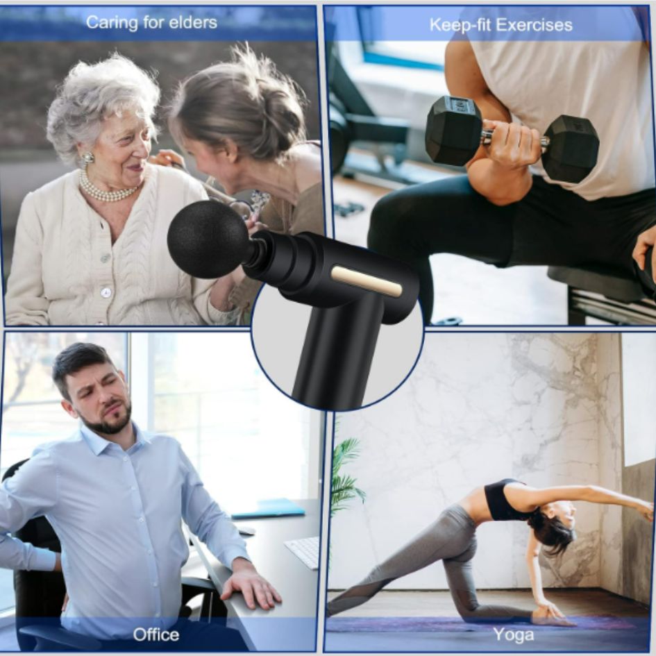 Pistola Masajeador Portátil Muscular con 6 Niveles de Velocidad y Luz UV para Relajación Profunda - MushaShop