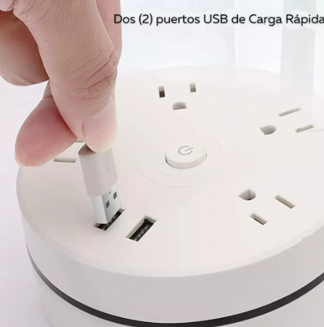Multitoma Enrollable - Extensión Eléctrica con 4 Salidas AC y 2 USB - MushaShop